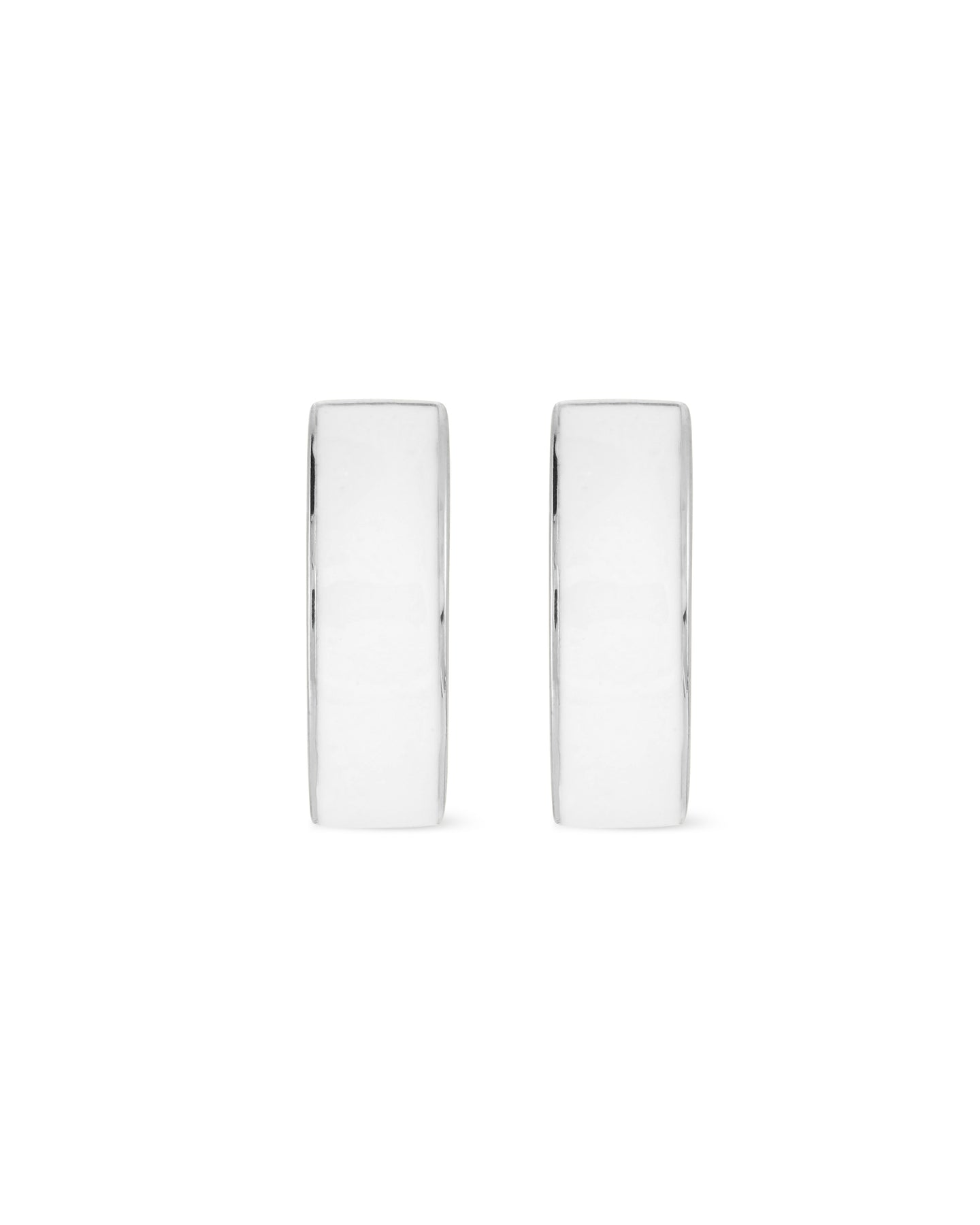 Love Links Enamel Earrings - White on Silver